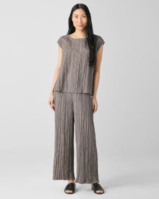 (取寄) アイリーン フィッシャー レディース ウーブン プリッセ アンクル ワイド パンツ Eileen Fisher women Woven Plisse Ankle Wide Pants Blackberry EILEEN FISHER Crushed-Silk Wide-Leg Ankle Pants | Garnet Hill