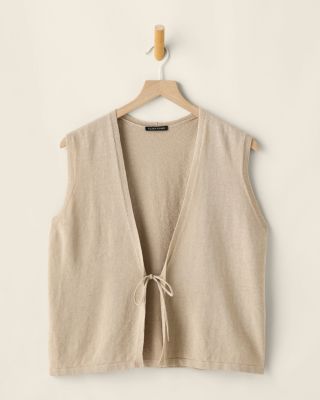 EILEEN FISHER Organic Linen & Cotton Tie-Waist Sweater Vest