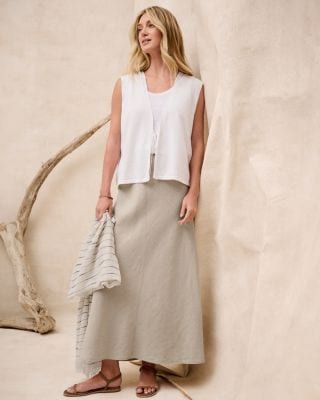 EILEEN FISHER Organic Linen & Cotton Tie-Waist Sweater Vest