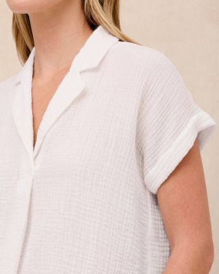 EILEEN FISHER Organic-Cotton Lofty Gauze Popover Top | Garnet Hill