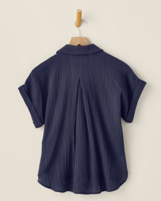 EILEEN FISHER Organic-Cotton Lofty Gauze Popover Top | Garnet Hill