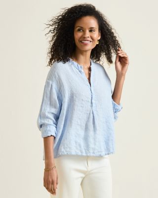 CP Shades Ariana Linen Henley Top | Garnet Hill