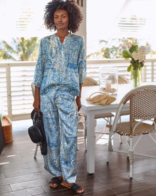 Johnny Was Wide-Leg Silk Pants | Garnet Hill