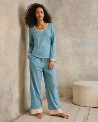 Skye Mixed-Print Long-Sleeve Pajamas | Garnet Hill