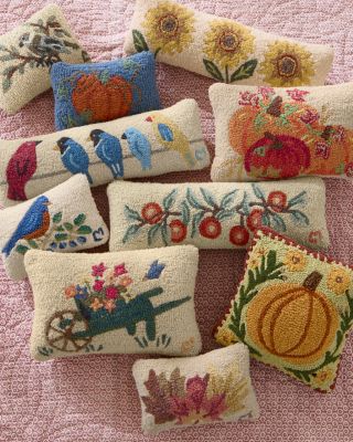 Folk Pumpkin Hooked Wool Pillow | Garnet Hill
