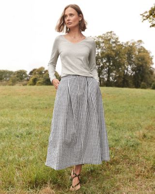 Victoria Organic-Cotton Seersucker Skirt | Garnet Hill