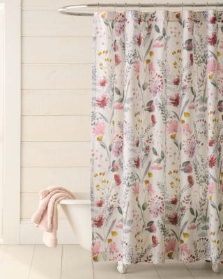 Wildflower Linen & Organic-Cotton Shower Curtain | Garnet Hill Market Street Bath Wildflower Thyme Shower Curtain 100% Cotton main image 0