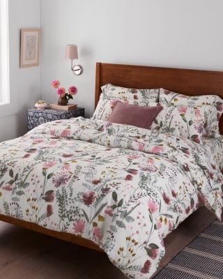 Wildflower Hemstitched Linen & Organic-Cotton Duvet Cover | Garnet Hill