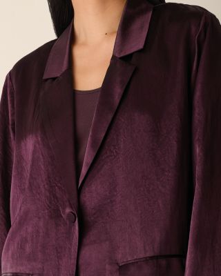 EILEEN FISHER Textured-Satin Long Blazer | Garnet Hill