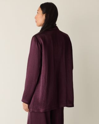EILEEN FISHER Textured-Satin Long Blazer | Garnet Hill