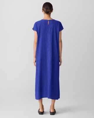EILEEN FISHER Woven Plisse Cap-Sleeve Dress | Garnet Hill