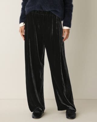 EILEEN FISHER Pleated Velvet Straight Ankle Pants | Garnet Hill