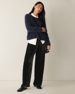 EILEEN FISHER Pleated Velvet Straight Ankle Pants | Garnet Hill
