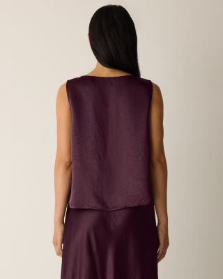EILEEN FISHER Textured-Satin Ballet-Neck Top | Garnet Hill