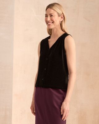 EILEEN FISHER V-Neck Velvet Vest | Garnet Hill