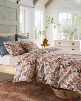 Mira Hemstitched Linen & Organic-Cotton Duvet Cover | Garnet Hill