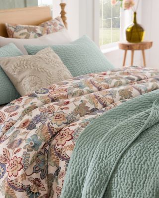 Mira Hemstitched Linen & Organic-Cotton Duvet Cover | Garnet Hill