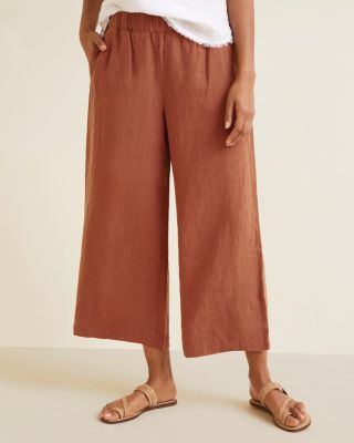 Cropped Wide Leg Linen Pants Garnet Hill