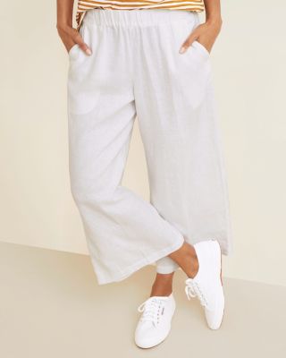 Great Past - Cropped Wide Leg Linen Trousers