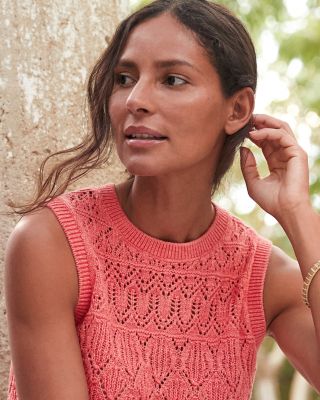 Francesca Linen & Organic-Cotton Pointelle Sweater | Garnet Hill
