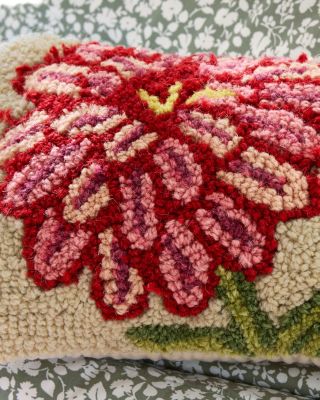 Zinnia Hooked Wool Pillow | Garnet Hill