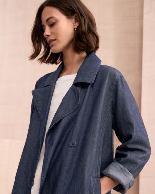 EILEEN FISHER Lightweight Organic-Cotton Denim Trench | Garnet Hill