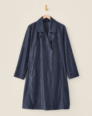 EILEEN FISHER Lightweight Organic-Cotton Denim Trench | Garnet Hill