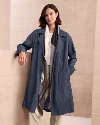 EILEEN FISHER Lightweight Organic-Cotton Denim Trench | Garnet Hill