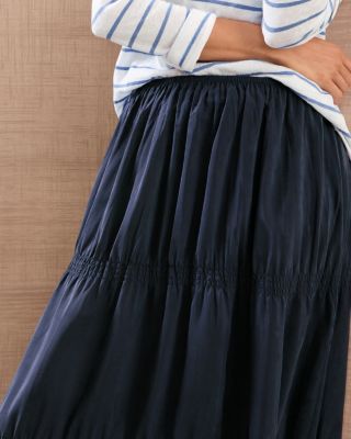 EILEEN FISHER Washed-Silk Tiered Skirt | Garnet Hill
