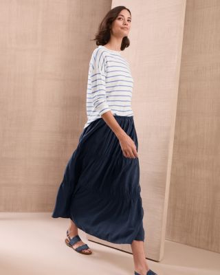 EILEEN FISHER Washed-Silk Tiered Skirt | Garnet Hill
