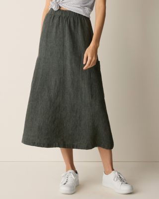 EILEEN FISHER Washed Organic-Linen Délavé Cargo Skirt | Garnet Hill