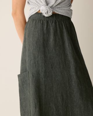 EILEEN FISHER Washed Organic-Linen Délavé Cargo Skirt | Garnet Hill