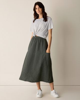 EILEEN FISHER Washed Organic-Linen Délavé Cargo Skirt | Garnet Hill