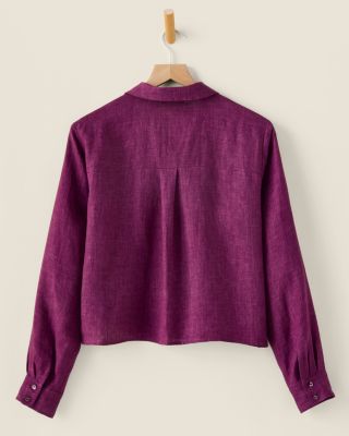 EILEEN FISHER Organic-Linen Délavé Cropped Long-Sleeve Shirt
