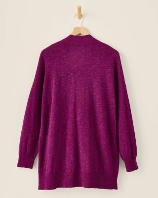 EILEEN FISHER Organic Linen & Cotton Slub Pocket Cardigan | Garnet