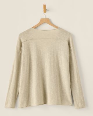 EILEEN FISHER Organic Linen & Cotton Slub Pocket V-Neck Sweater
