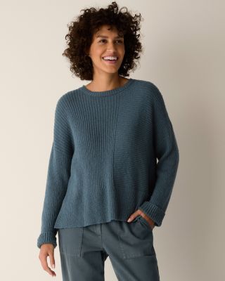 シンモン☆TWINS FLORENCE V KNIT EILEEN FISHER Peruvian Organic-Cotton Cloud Mixed-Stitch Sweater