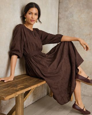 cotton jersey dresses for women CRESSIDA SILK DRESS 4 / Sepia Brown Oversize fit Pure cotton active Groom Dress Mother Of Colour:Khaki