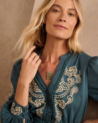 Renée Organic-Cotton Embroidered Dress | Garnet Hill