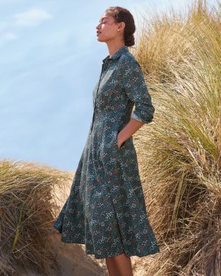 Naomi Lightweight Twill Midi Dress | Garnet Hill