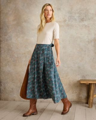 Veda Lightweight Twill Wrap Skirt | Garnet Hill