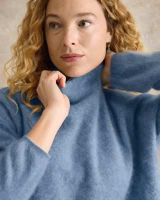 Lucie Brushed-Cashmere Mock-Neck Sweater | Garnet Hill