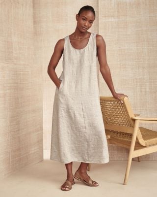 EILEEN FISHER Organic-Linen Sheen Midi Dress