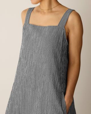 EILEEN FISHER Organic-Cotton Check Midi Dress | Garnet Hill