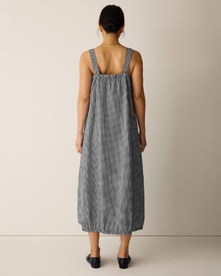 EILEEN FISHER Organic-Cotton Check Midi Dress | Garnet Hill