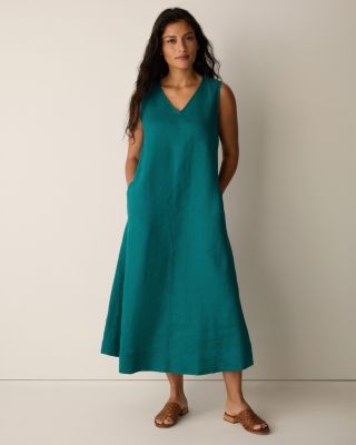 black a line summer dress Katherine Linen Dress | V-Neck A-Line in Black & White