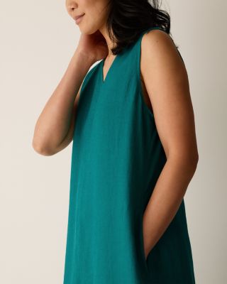 EILEEN FISHER Organic-Linen V-Neck Easy Dress