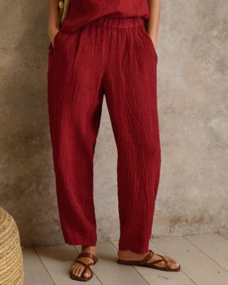 EILEEN FISHER Organic-Linen Stripe Lantern Pants | Garnet Hill