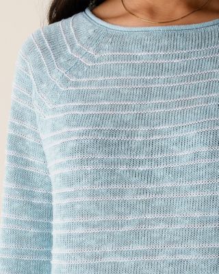 EILEEN FISHER Organic Linen & Cotton Slub Textured Stripe Sweater
