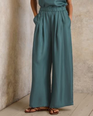 EILEEN FISHER Satin Shimmer Wide-Leg Pants | Garnet Hill